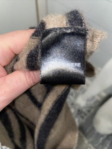Quinn 100% Cashmere Soft Sweater Crew Brown / Cream / Black Strip Size XS - Picture 7 of 7