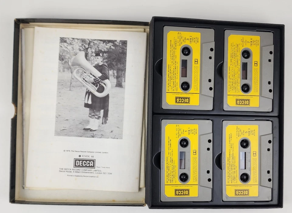 British Military Bands on Parade 4 Cassette Box Set Decca 1979 K141K 44 — 第 2/4 张图片
