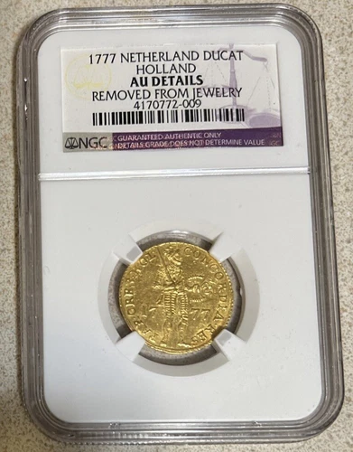 Dutch Gold Ducat, 1777, Netherlands, Holland. Provincial Gold Ducat 1777  NGC