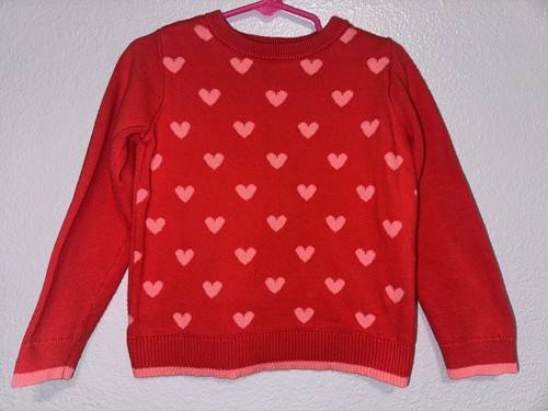 Baby Gap Girls Sweater Hearts Pattern Valentines Motif Sz 5 Years - Picture 3 of 12