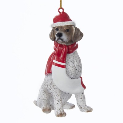 German Shorthair Pointer Resin Santa Ornament 3.9 Inches