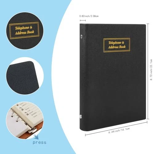 Refillable Address Book with Alphabetical A5 Black Address Book Refillable - Image 2 of 4