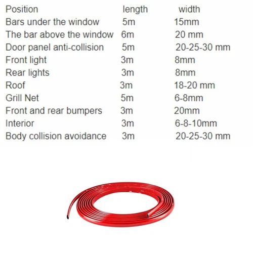 3/5M Auto Zierleiste Selbstklebend PVC Karosserie Tür Stoßstange Anti-Kratzer DIY - Bild 12 von 13