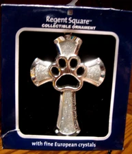 CHRISTMAS Regent Square CROSS w/Pet Paws ORNAMENT+ Fine European Crystals    986