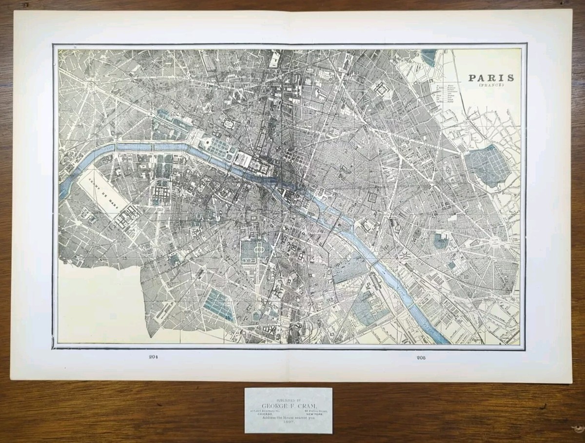 フランスアンティーク　MAP Vintage 1897 PARIS FRANCE Map 22