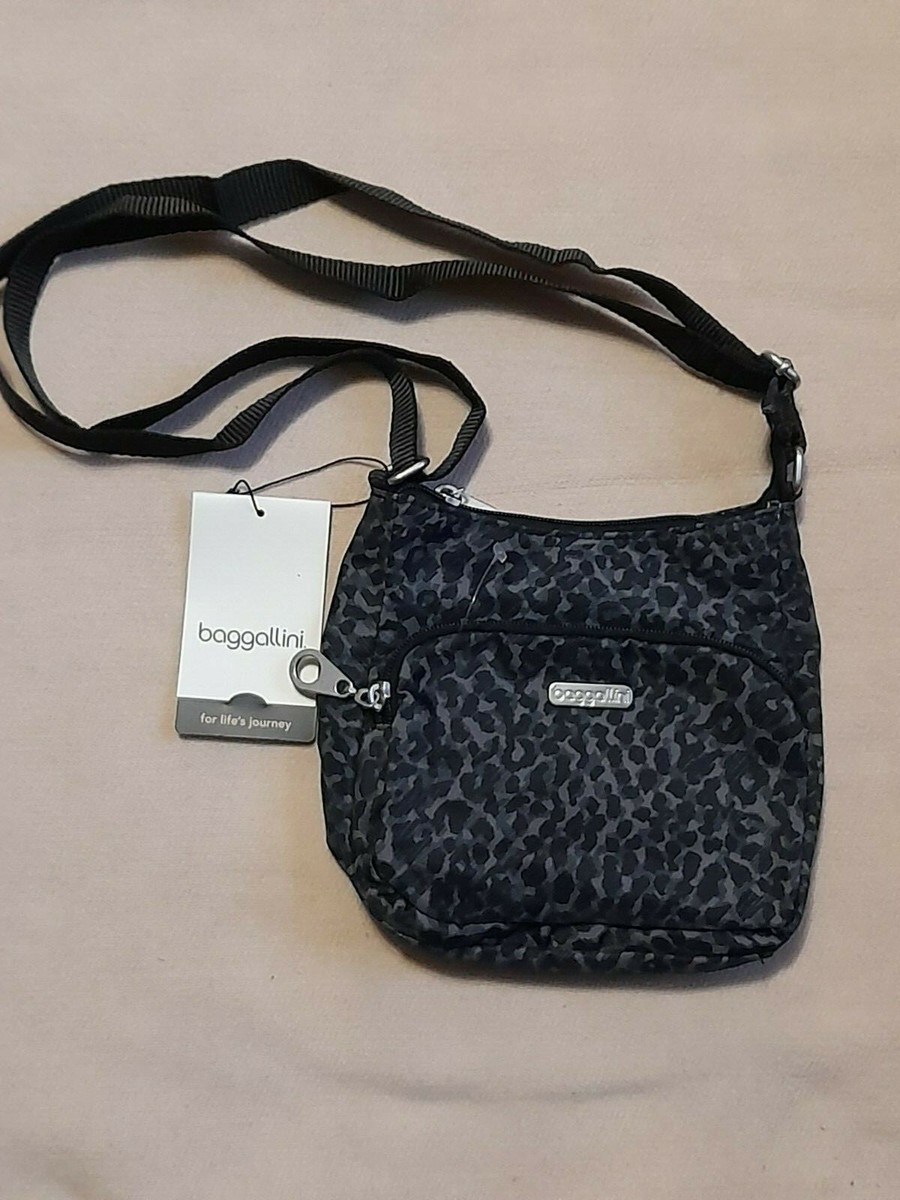 Baggallini JOEY BAGG CROSSBODY Bag Nylon Black Grey Cheetah NWT! #MJB363B0857 Baggallini JOEY BAGG CROSSBODY Bag Nylon Black Grey Cheetah NWT! #MJB363B0857