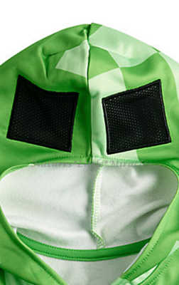 Minecraft Size 4-12 Hoodie Jacket Boys Creeper Costume Halloween Zip Front  Mask
