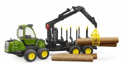 Bruder 09805 John Deere 1210E Log Hauler, 4 Trunks and Grabber