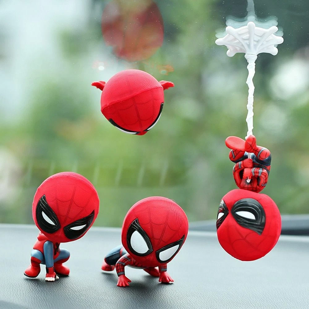 Car Ornament Spiderman Toy Resin Magnet Auto Interior Dashboard Decoration