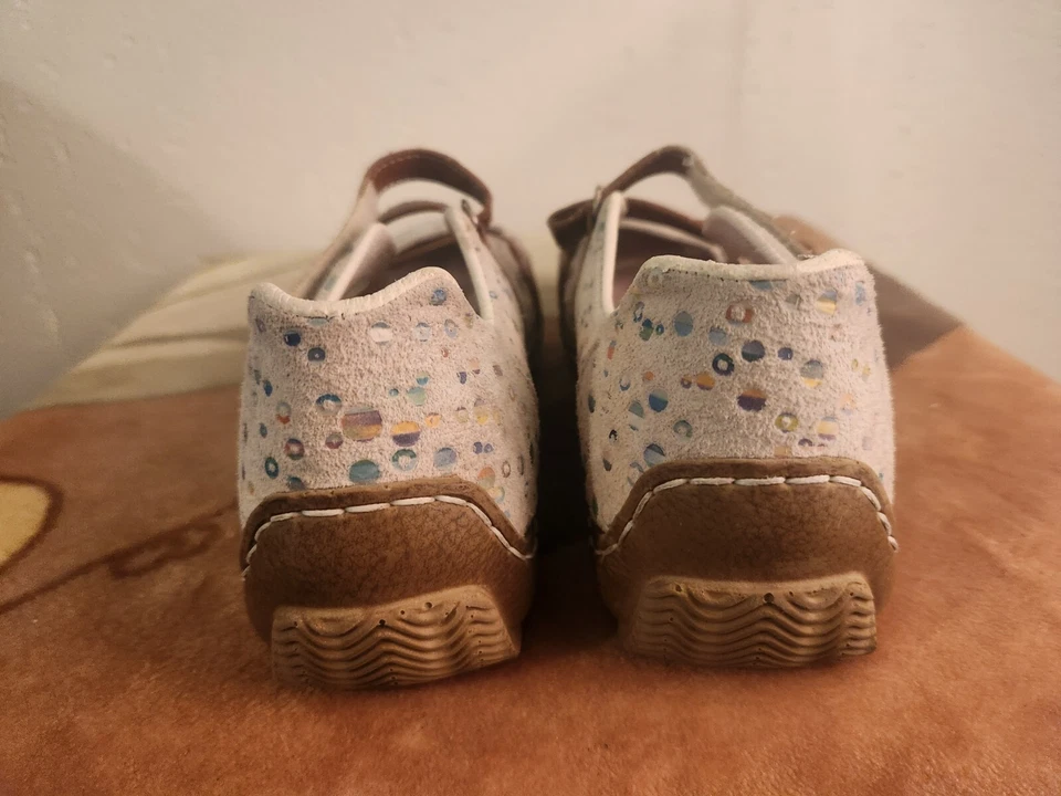 Sapatilhas femininas Rieker antiestresse tamanho 37 multicoloridas círculos de camurça Maryjane #6 - Imagem 4 de 4