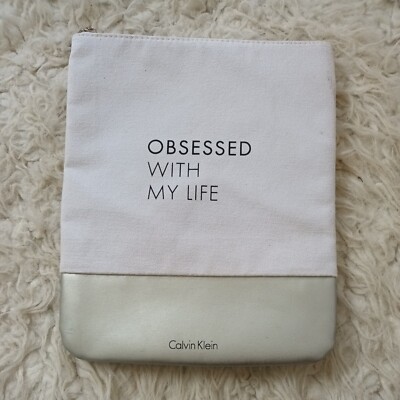 calvin klein tasche obsessed with my life weiß silber Kosmetiktasche Etui Case 
