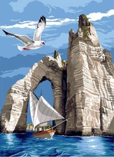 Seg De Paris Needlepoint canvas for halfstitch without yarn Etretat Sail SE92...