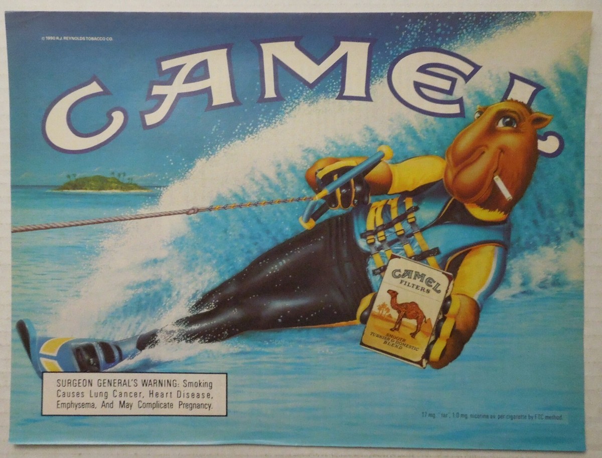 1990 CAMEL Filters Cigarettes Magazine Ad - Joe Camel Water Skiing