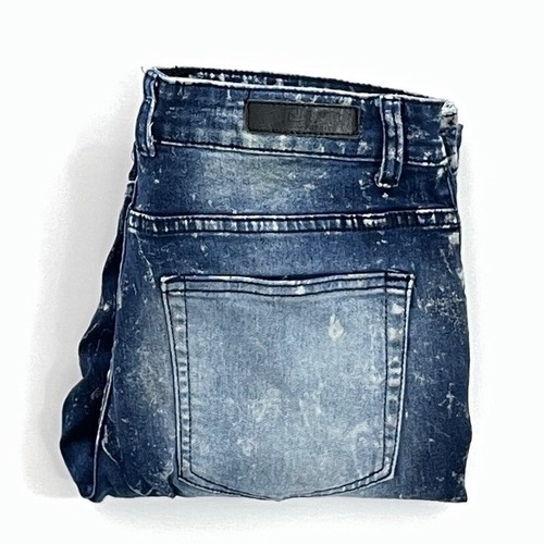 Black Premium Mens Skinny Flex Jeans Blue Stretch Distressed Pockets 30 x 30 - Picture 2 of 10