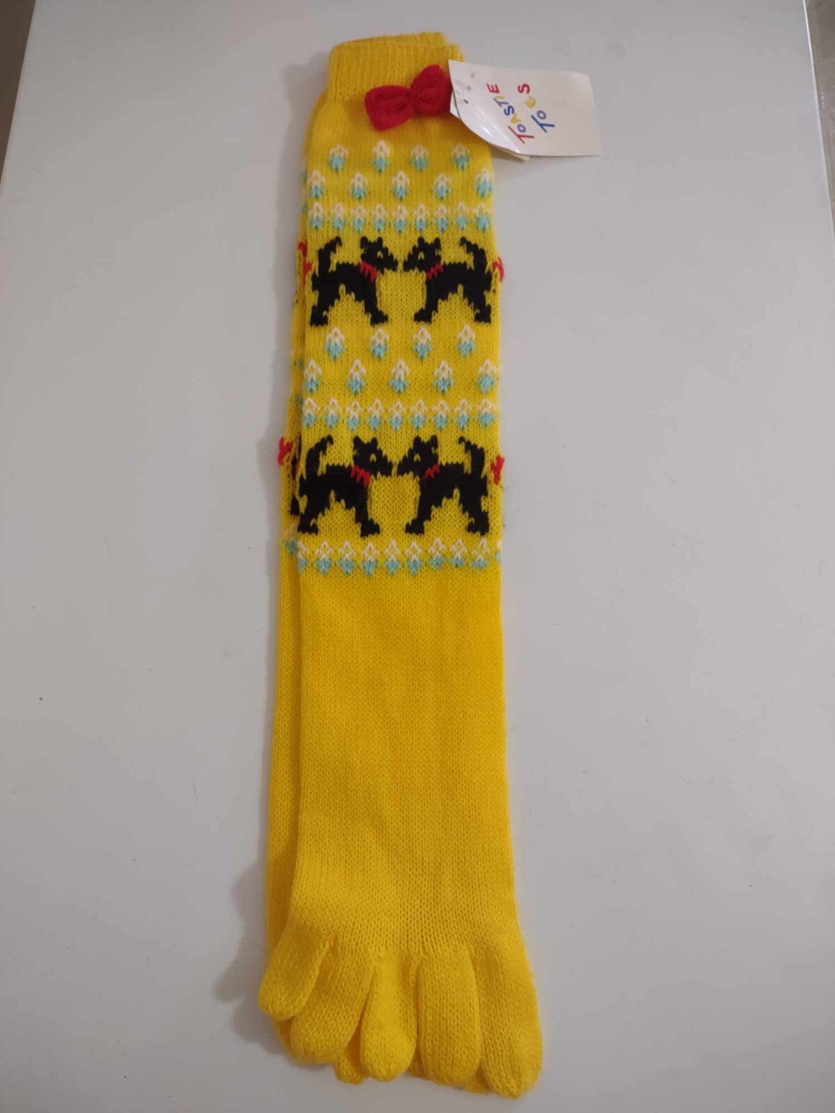 Vintage Toastie Toe-Toe Socks Knee High Yellow w/Black Cats New Old Stock Womans