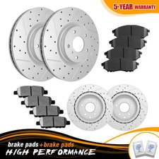 Front Rear Drilled Brake Rotors + Brake Pads Fit For 2009 - 2017 Nissan Maxima