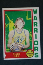Golden State Warriors Star Clyde Lee autographed 1974-75 Topps basketball card--