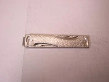 1-3/8" Engraved Design Silver Tone Vintage SMALL Tie Bar Clip