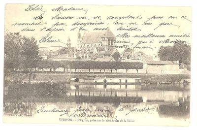 CPA 27 - VERNON (Eure) - Die Kirche, am rechten Ufer der Seine eingenommen
