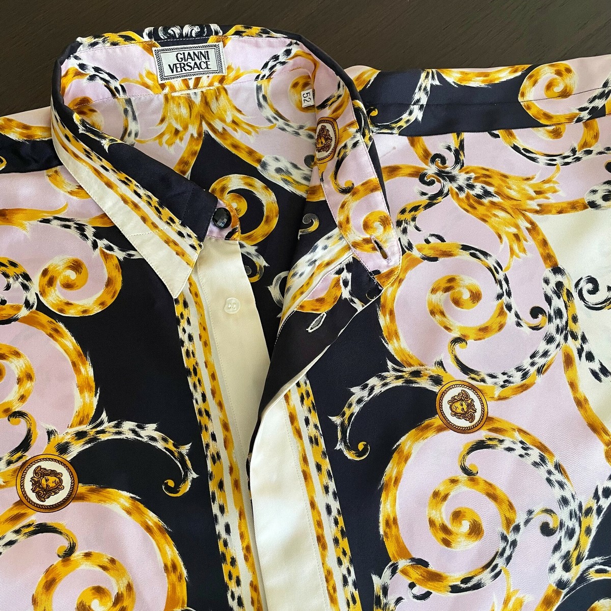 GIANNI VERSACE silk shirt Baroque Animal print size 52 S/S 1995