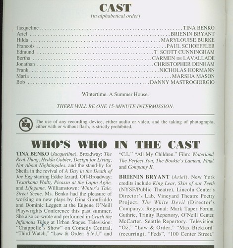 Playbill + Wintertime + Michael Cerveris, Marsha Mason, T. Scott Cunningham - Picture 3 of 4