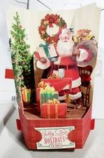 2pk- Hallmark Paper Wonder New Christmas Card with Envelope Santa Claus by Tree