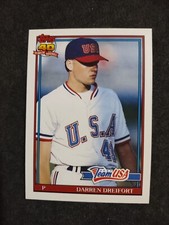 1991 Topps Traded Darren Dreifort Rookie Team USA #34T Baseball Card. rookie card picture