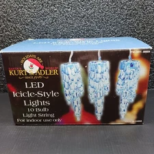 Kurt S. Adler LED ICICLE STYLE BLUE Lights 10 Bulb Light String 