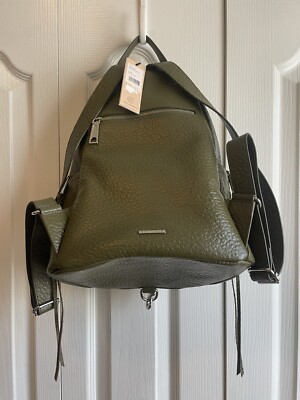 NWT REBECCA MINKOFF LARGE JULIAN BACKPACK - LEATHER - Green Olive