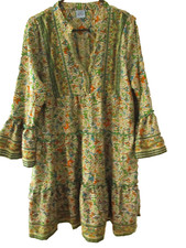 sona free size women's paisley dress green knee length light weight long sleeve
