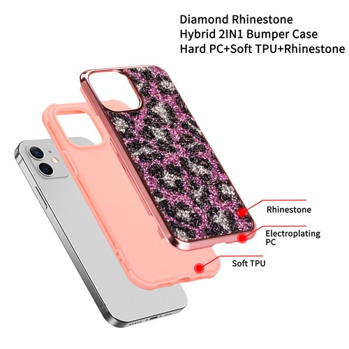 Bling Diamond Leopard Pattern Phone Case For iPhone 13 Pro Max 12 11 XR XS 8 7 6 - Photo 8 sur 34