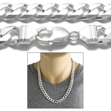 925 Sterling Silver Men's Solid Cuban Curb Chain Necklace 11mm 300 Gauge 