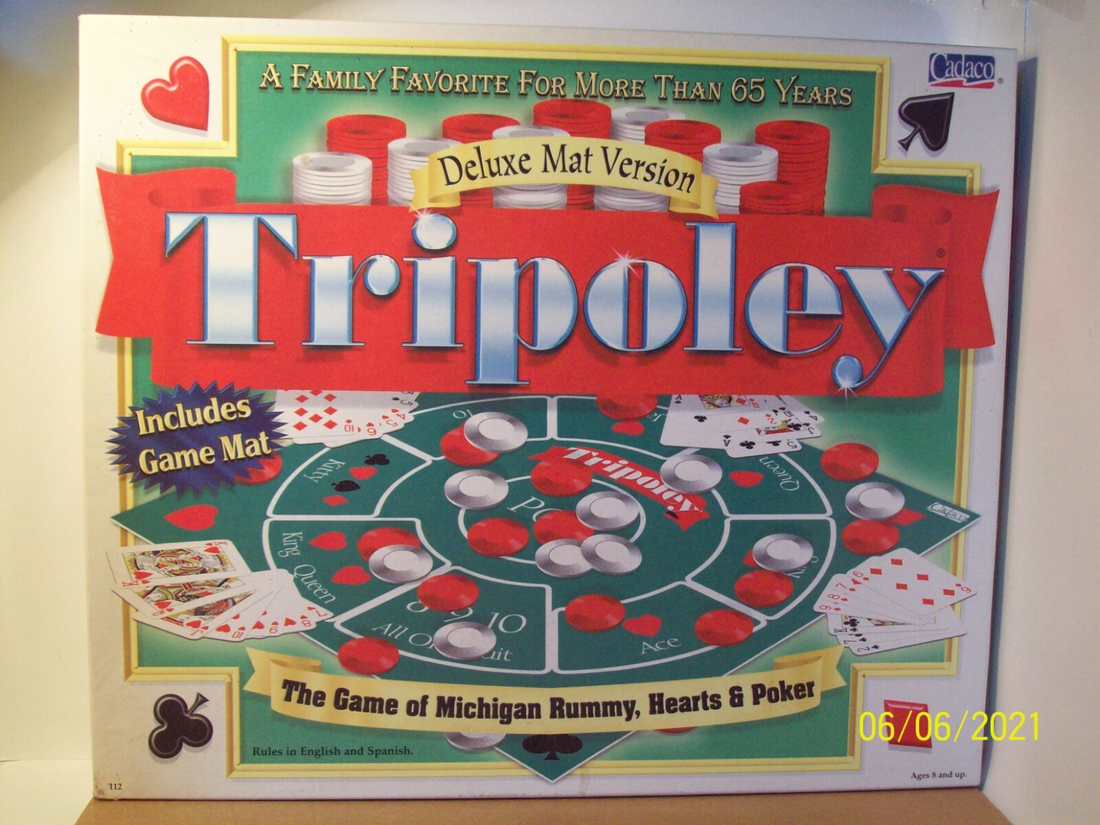 VINTAGE Tripoley Board Game Rummy Hearts & Poker Deluxe Mat Version Cadaco  1999 | eBay
