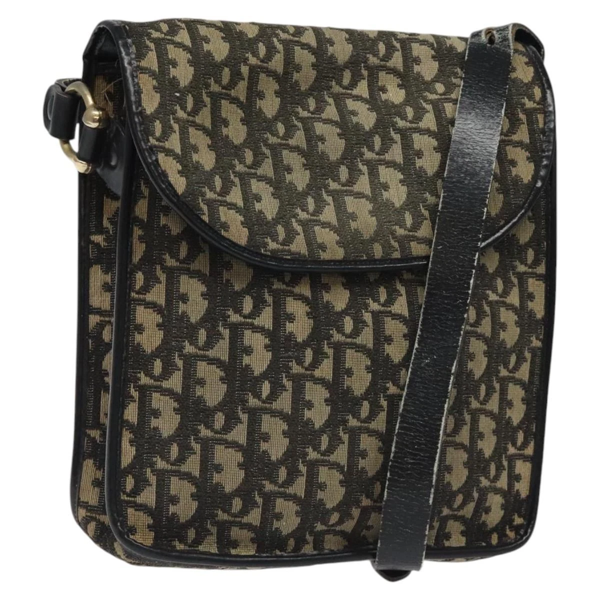 Sac bandoulière Christian Dior trotteur toile beige noir authentique BA776