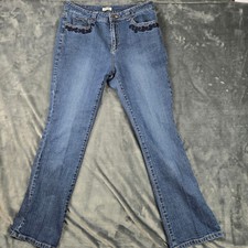 St. John's Bay Jeans Women's Size 12 W30 L29 Blue Stretch Embroidered Mid Rise