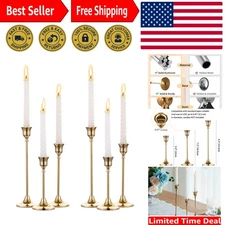 Exquisite 2 Sets of 6 Brass Taper Candle Holders - Romantic Table Centerpieces