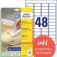Avery Zweckform Universal-Etiketten 45,7 X 21,2 Mm Weiß 1.440 Etiketten