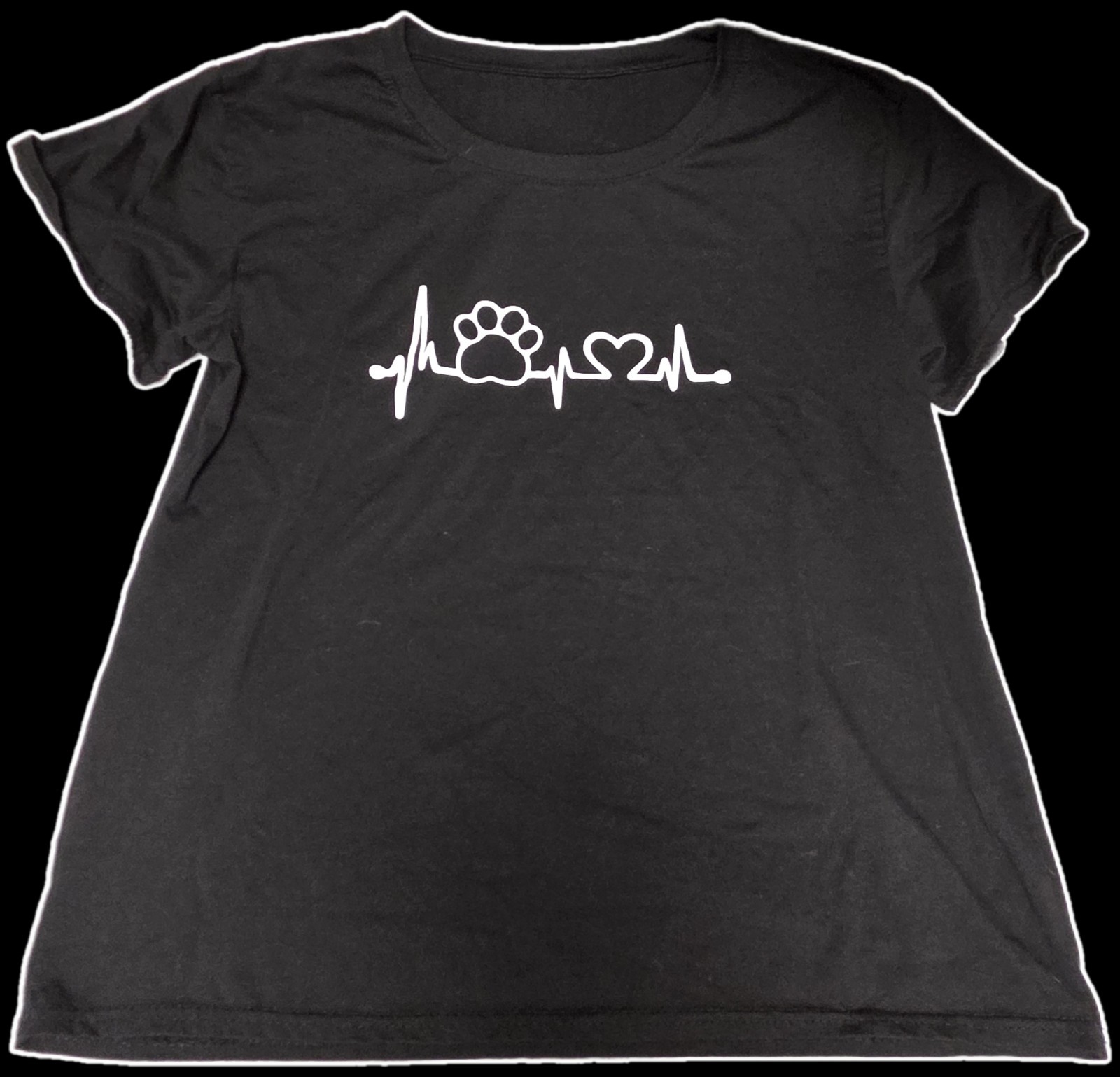 Paw Heartbeat Lifeline Women Tshirt Dog Paw Printed O-Neck Short T-Shirt XL