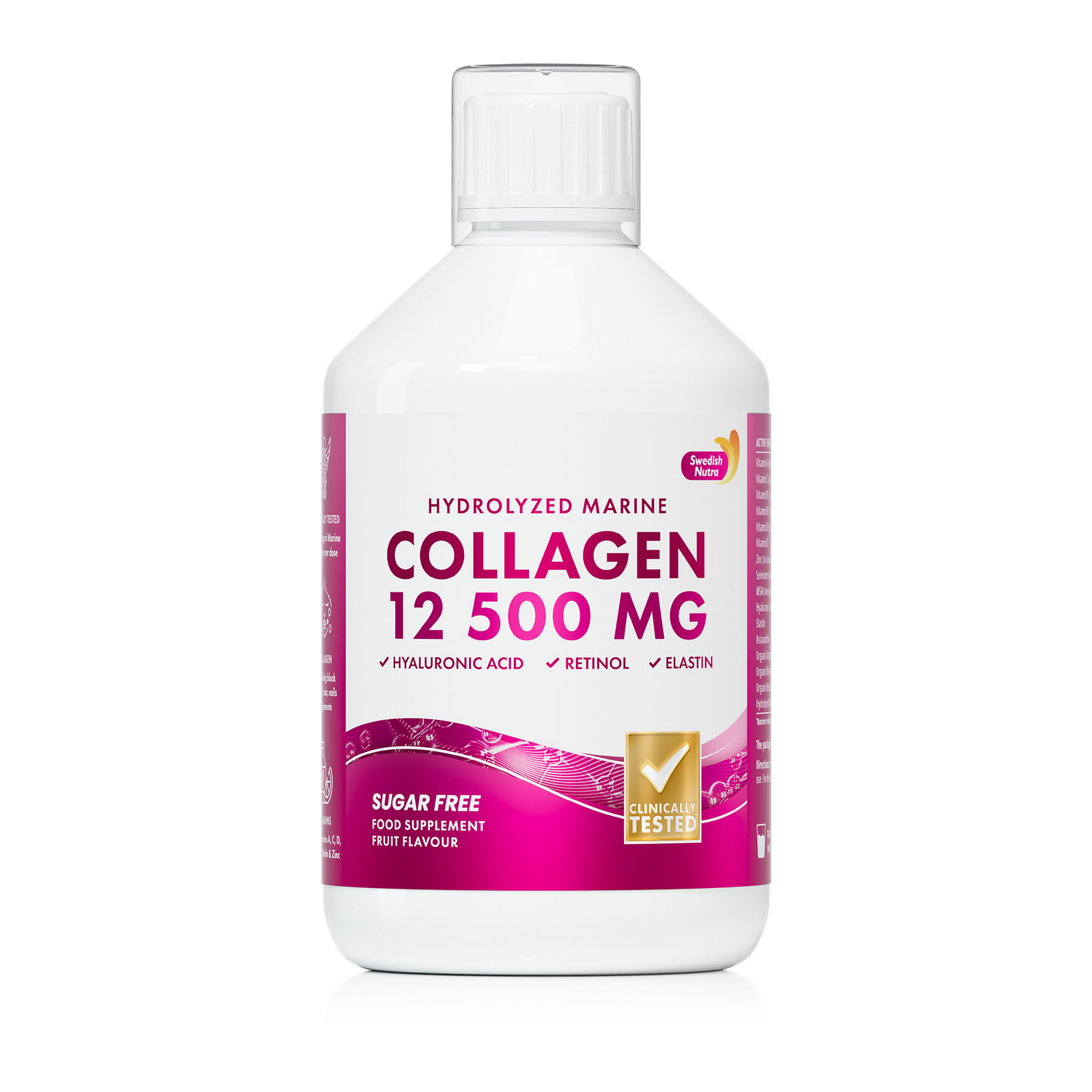 Swedish Nutra 12,500Mg Liquid Marine Collagen Hydrolysed Peptide (Type 1 & 3) | 20 Day Supply, 500 Ml | Hyaluronic Acid, Biotin & Vitamins For Hair, S - Image 2