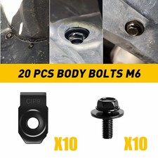 20 Pcs M6x1.0 Automotive Body Bolts/Screws & U-Nut Clips, Universal Engine Splas