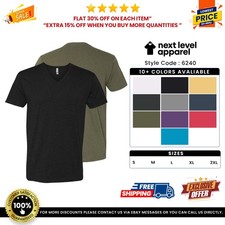 Next Level Apparel 6240 Men's Fitted CVC V Neck Cotton Polyester Tee Top T-Shirt