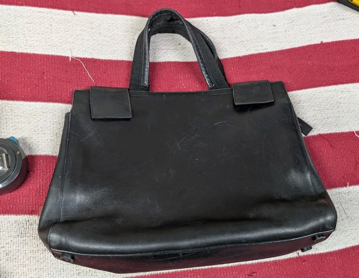 Vintage 90s Ladies Handbag PRADA Vitello City Tote Black Made In 