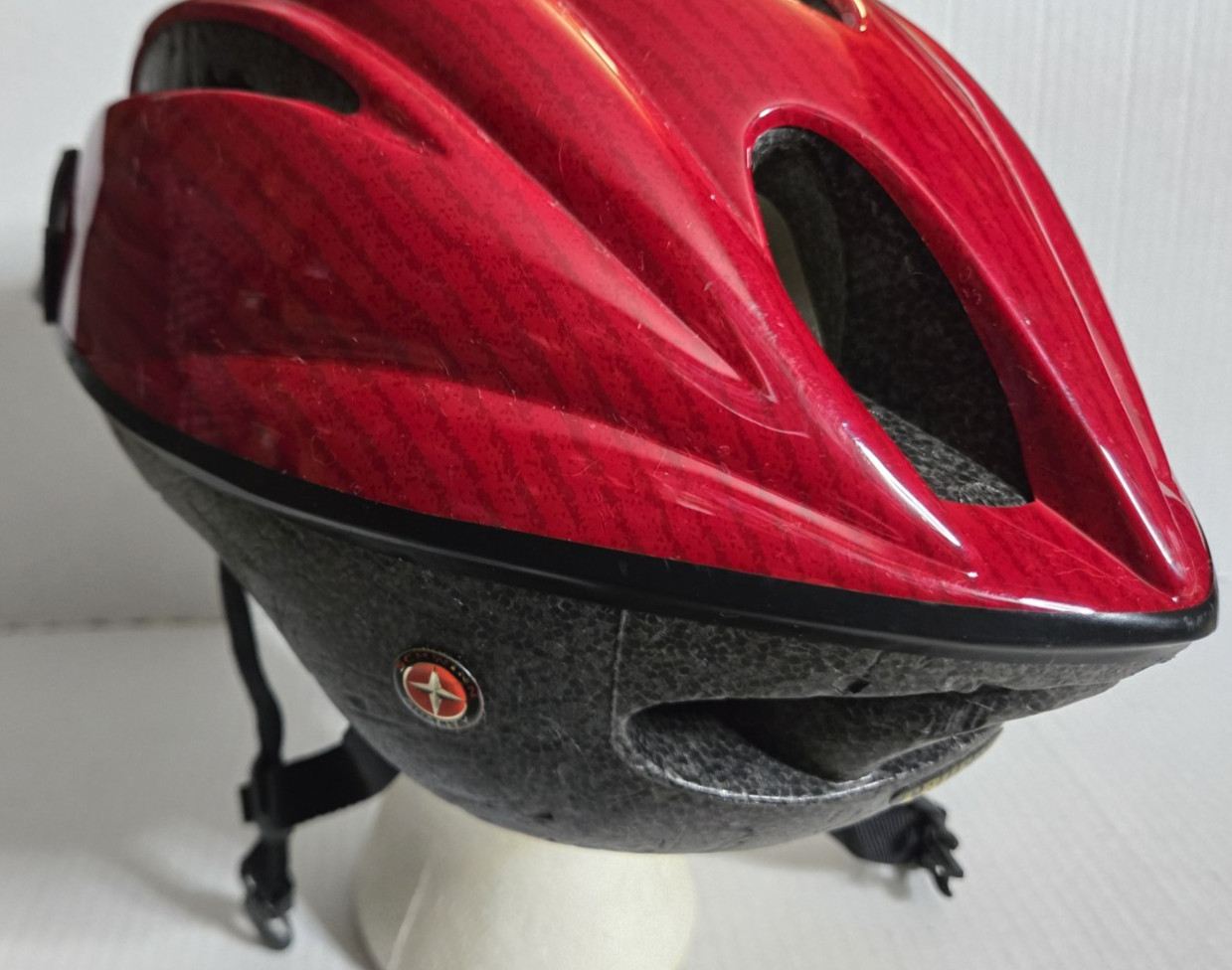 SCHWINN Typhoon Adult Bike Bicycle Helmet, Red w/ Visor, Vents, Cushioned