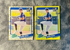 Bobby Miller 2023 Donruss Rated Prospect Flame SP /75 & Yellow Parallel SSP