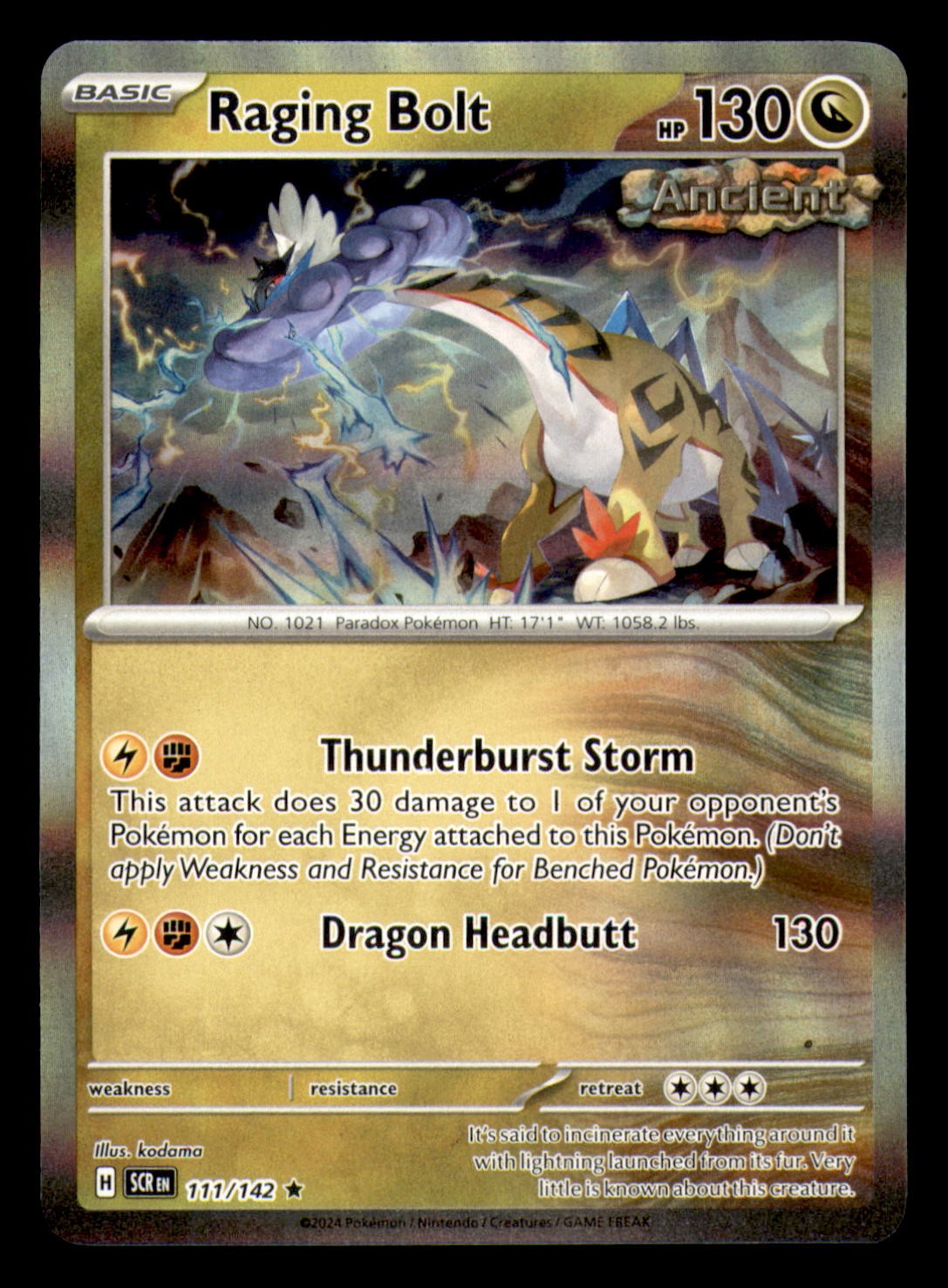 Raging Bolt 111/142 SV07: Stellar Crown Holo NM Pokemon TCG
