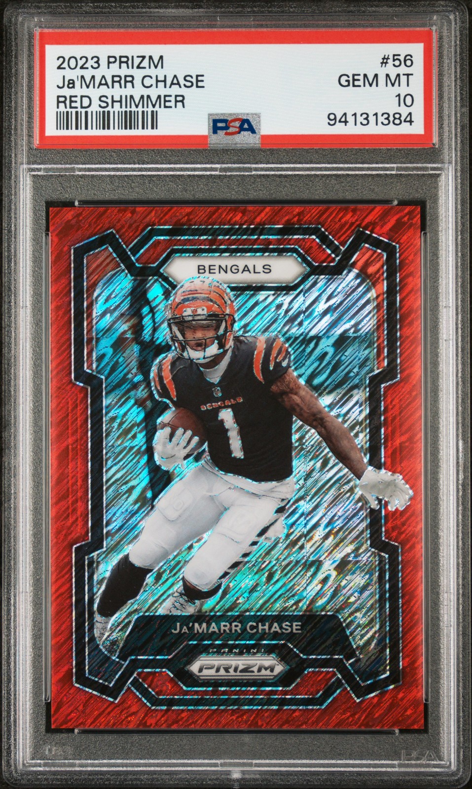 2023 PANINI PRIZM RED SHIMMER #56 JA'MARR CHASE 30/35 PSA 10