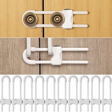 10 Pieces Cabinet Locks for Babies, U-Shaped Proofing Drawers Safety Child Lo...