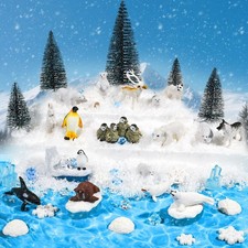 Warmtree 46 Pcs Arctic Animals Figurines Set Includes 22 Polar Bear Penguin Anim