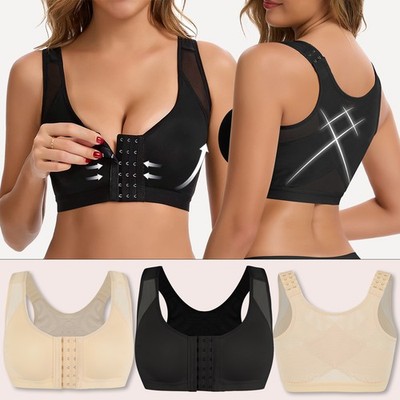 US Women Posture Corrector Bra Wireless Shapewear Back Support Lift Up Yoga Bra