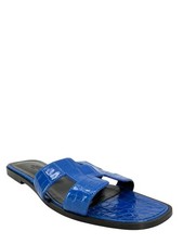 HERMES Alligator Leather Oran H Logo Sandals Size 11